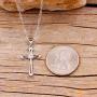 Charms Cross Pendant Necklace with Cubic Zirconia, Platinum Plated Stainless Steel Christian Jewelry for Women ZY061