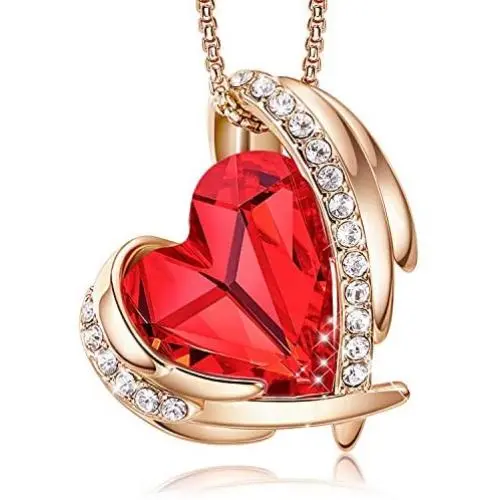 CDE Love Heart Pendant Necklaces for Women Silver Tone Rose Gold Tone Crystals Birthstone Valentines Day Jewelry Gifts for Women Party/Anniversary Day/Birthday