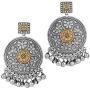 Aheli Bohemian Two Tone Oxidized Dangle Jhumki Antique Earrings Beads Tassels Indian Fashion Jewelry for Women