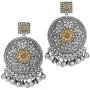 Aheli Bohemian Two Tone Oxidized Dangle Jhumki Antique Earrings Beads Tassels Indian Fashion Jewelry for Women