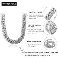 Halukakah Cuban Link Chain for Men Iced Out,15MM/20MM Mens Gold Chain Miami 18k Real Gold Plated/Platinum White Gold Finish Choker Necklace Bracelet,Full Cz Diamond Cut Prong Set,Gift for Him