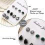 LittleB Vintage Crystal Stud Earring Sets Silver Dangle Earrings Water Drop Earrings Jewelry for Women and Girls