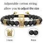 SEVENSTONE 8mm Crown King Charm Bracelet for Men Women Black Matte Onyx Stone Beads, 7.5'' SEVENSTONE 8mm Crown King Charm Bracelet for Men Women Black Matte Onyx Stone Beads, 7.5''