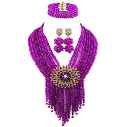 aczuv 8 Rows Costume African Beads Nigerian Necklace Bridal Wedding Jewelry Sets for Women …