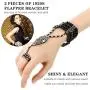 Hicarer 2 Pieces 1920s Flapper Bracelet Ring Set Imitation Pearl Crystal Bracelet for Women Hicarer 2 Pieces 1920s Flapper Bracelet Ring Set Imitation Pearl Crystal Bracelet for Women