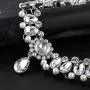 Anglacesmade Bohemia Rhinestone Choker Crystal Necklace Pearl Choker Wedding Jewelry Bridal Necklace Diamond Pendant Choker for Women and Girls (Silver)