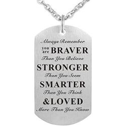 Kisseason Always Remember You are Braver Than You Believe Inspirational Gift Jewelry Pendant Necklace