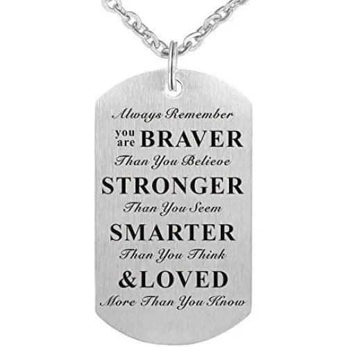 Kisseason Always Remember You are Braver Than You Believe Inspirational Gift Jewelry Pendant Necklace Kisseason Always Remember You are Braver Than You Believe Inspirational Gift Jewelry Pendant Necklace