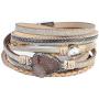 Leather Wrap Bracelet for Women - Handmade Clasp Bangle Bracelet with Pearl Beads Crystal Wristbands Jewelry Gift for Sisters, Teen Girls and Mother