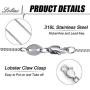 LOLIAS 2 Pcs Stainless Steel 1mm Round Snake Chain Box Chain Necklace Super Thin & Strong,16-30 Inch