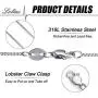 LOLIAS 2 Pcs Stainless Steel 1mm Round Snake Chain Box Chain Necklace Super Thin & Strong,16-30 Inch