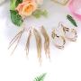 ORAZIO 3 Pairs Dangle Earrings for Women Double Twist Wave Drop Long Tassel Earrings