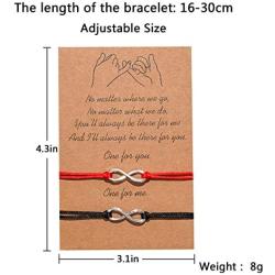 Pinky Promise Distance Matching Bracelets 2Pcs/Set Friendship Couples Bracelet for Best Friend Family Women Men Teen Girls
