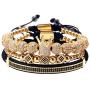 FRG Crown King Charm Men Bracelet Pave CZ Luxury Fashion Charm Royal Stacked Bracelet Set 18K Gold Bracelet Mens Jewelry