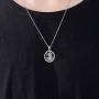 Oval St Christopher/Jesus Medal Necklace for Men Women, THRISHULA Sterling Silver Saint Christopher Protect US Oxidation Pendant Necklace Jewelry Gift 18+2(Gift Box Included)