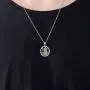 Oval St Christopher/Jesus Medal Necklace for Men Women, THRISHULA Sterling Silver Saint Christopher Protect US Oxidation Pendant Necklace Jewelry Gift 18+2(Gift Box Included)