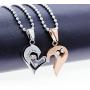 Uloveido Stainless Steel Mens Womens Couples Pendant Necklace Love Heart CZ Puzzle Matching Fashion Jewelry Gifts (9 clolors to Choose) SN102