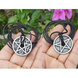 OhDeal4U 2 Sided Protection Elemental Disk Paganism Pentagram Star 5 Elements Disc Earth Air Spirit Water Fire and Coexist Religion Pewter Coin Pendant Medallion Amulet Charm