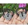 OhDeal4U 2 Sided Protection Elemental Disk Paganism Pentagram Star 5 Elements Disc Earth Air Spirit Water Fire and Coexist Religion Pewter Coin Pendant Medallion Amulet Charm