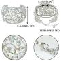 EVER FAITH Art Deco Wave Bracelet for Women Girl Iridescent Clear AB Austrian Crystal Silver-Tone