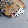 Winnie The Pooh Jewelry Puzzle Keychain Set of 2 Couple Gift Piglet & Winnie The Pooh Gift Friendship Keychain(KR-Pooh）)