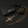 HZMAN Ankh Cross Stainless Steel Horus Eye Pendant Ancient Egyptian Protection Necklace 22 + 2 inch Chain