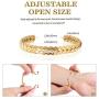 Lolalet Wide Open Cuff Bracelet, for Men Women, 18K Gold Plated Wheat Style Couples Love Bracelets, Weave Braided Twisted Open Cuff Bangle Jewelry –Gold
