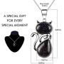 ASTRYAS Natural Chakra Stone Healing Crystals Round Gemstone Pendant Necklace Silver Cat Jewelry for Womens Girls(18 Inches Stainless Steel Chain)