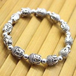 MANRUO Feng Shui Tibetan Silver Bead Bracelet Buddha Power Bracelets Attract Wealth and Good Luck Jewelry