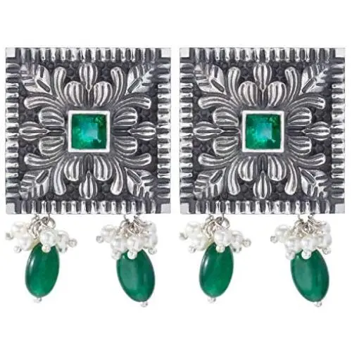 Aheli Indian Bohemian Oxidized Floral Design Crafted Stud Earrings Set Antique Ethnic Bollywood Party Wear Fashion Jewelry for Women Girls Aheli Indian Bohemian Oxidized Floral Design Crafted Stud Earrings Set Antique Ethnic Bollywood Party Wear Fashion Jewelry for Women Girls