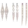 FIBO STEEL 3 Pairs Long Chandelier Tassel Dangle Earrings for Women Party Banquet Jewelry Clear Austrian Rhinestone Crystal Drop Earrings Set