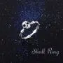 925 Sterling Silver Gothic Skull Vintage Antique Style Biker Cocktail Party Ring Skull Rings Death Rock and Roll for Halloween, Size 5-10