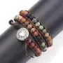 Handmade Bohemian Natural Stones Bracelet - Leather Bracelet with Chakra and Beads Wrapped for Women and Girls Handmade Bohemian Natural Stones Bracelet - Leather Bracelet with Chakra and Beads Wrapped for Women and Girls