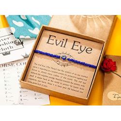 Evil Eye Friendship BFF Bracelet Blue Blass Tiny Beads Adjustable Good Luck Ojo Protection Nazar Bracelets for Women Men
