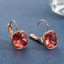Swarovski Crystal Square Cushion Drop Leverback Earrings for Women 14K Rose Gold Plated Hypoallergenic Jewelry