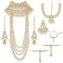 Aheli Ethnic Indian Traditional Bollywood Fashion Kundan Bridal Jewelry Set with Choker Earrings Maang Tikka Hathphool for Women