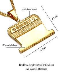 SMITH CHU Fashion Hair Trimming Barber Clipper Pendant - Men Barbershop Barber Turn Light Hip Hop Street Necklace Pendant - Come with Barber Stylist Salon Tools Jewelry Round Box Chain (Gold)