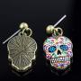 Colorful Skull Dangle Earrings: Halloween Day of the Dead (Dia De Los Meurtos) Drop Studs