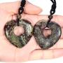 Yatming Love Heart Pendant Necklace with Adjustable Rope, Healing Crystal Stone Reiki Jewelry for Women