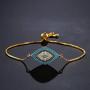 Trendy Gold Plated Turkish Evil Eye Bracelet Pave CZ Blue Eye Gold Chain Bracelet Adjustable Female Party Jewelry