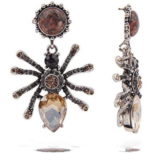 Crystal Animal Drop Earrings – Vintage Rainbow Dangle Earrings, Bee, Dragonfly, Spider, Antique Statement Earrings Handmade, Gift Idea for Women, Girl, Lover, Sister, Mardi Gras