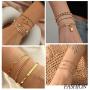 Honsny 12PCS Chain Bracelets for Women 14K Gold Plated Pearl Lock Flat Cable Chain Beaded Bracelets Adjustable Link Chain Bracelet Set Dainty Paperclip Jewelry Set