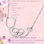 SXNK7 Stainless Steel Nurse Doctor Medical Stethoscope Chain Bijoux Collier EKG Heartbeat Love You Necklaces