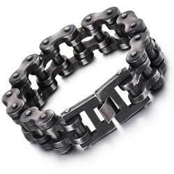 Large Heavy Titanium Chain Bike Bicycle Bracelet Mens Jewelry Brush Black Stainless Steel Motorcycle Biker Bracelet 12/18/22mm