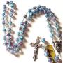 elegantmedical HANDMADE CATHOLIC NICE BULE Veluriyam ROSE BEADS & ITALY CROSS ROSARY necklace GIFT BOX