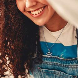 Nofade Silver Cross Star of David Pendant Necklace Gold&Silver Two Tone Pendant Religious Jewish Jewelry for Women Men, Chain 18(with Gift Box)