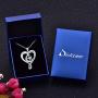 Distance I Love You to The Moon and Back Necklace 925 Sterling Silver Heart Pendant Necklace Jewelry Gifts for Women Mom Wife Girls