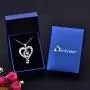Distance I Love You to The Moon and Back Necklace 925 Sterling Silver Heart Pendant Necklace Jewelry Gifts for Women Mom Wife Girls