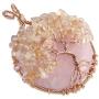 JOVIVI Natural Rose Quartz Tree of Life Crystal Necklace Rose Gold Plated Wire Wrap Healing Chakra Gemstone Pendant Necklace for Women Mothers Day Valentines Gifts
