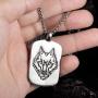 Wolf Tag Necklace for Men, Norse Viking Wolf Head Pendant Necklace with 27.6” Chain, Retro Wolf Totem Necklace, Vintage Wolf Signet Amulet Necklace, Punk Animal Wolf Jewelry Gift for Men Boys